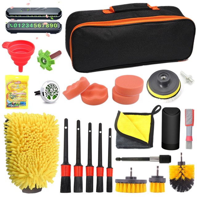 Car Cleaning Kit Scrubber Drill Detailing Brush Set Air Conditioner Vents  Towel Washing Gloves Polisher Adapter Vacuum Cleaner - AliExpress